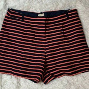 J Crew Womens Orange Blue Cotton Stripped Shorts